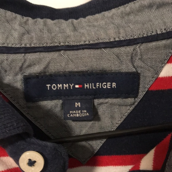 Tommy Hilfiger 3 tone striped polo red, white and blue - Picture 3 of 6
